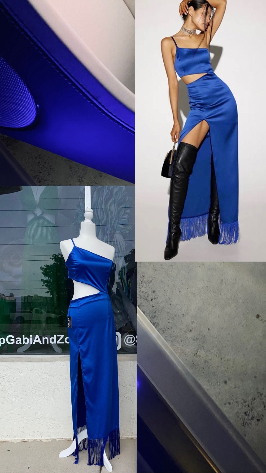 Royal Blue Cutout Tessel Formal Dress One Shoulder