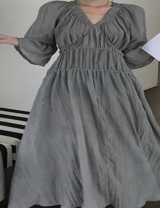 Chiffon Grey Sleeved Dress