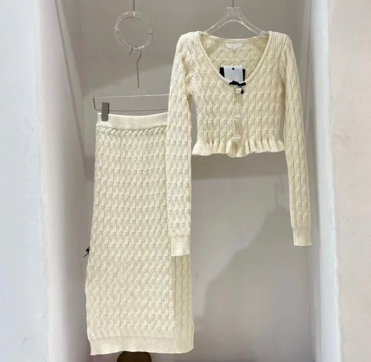 Audrey cream sweater skirt set