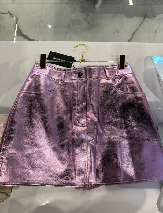 Caroline Metallic Pink Mini Skirt