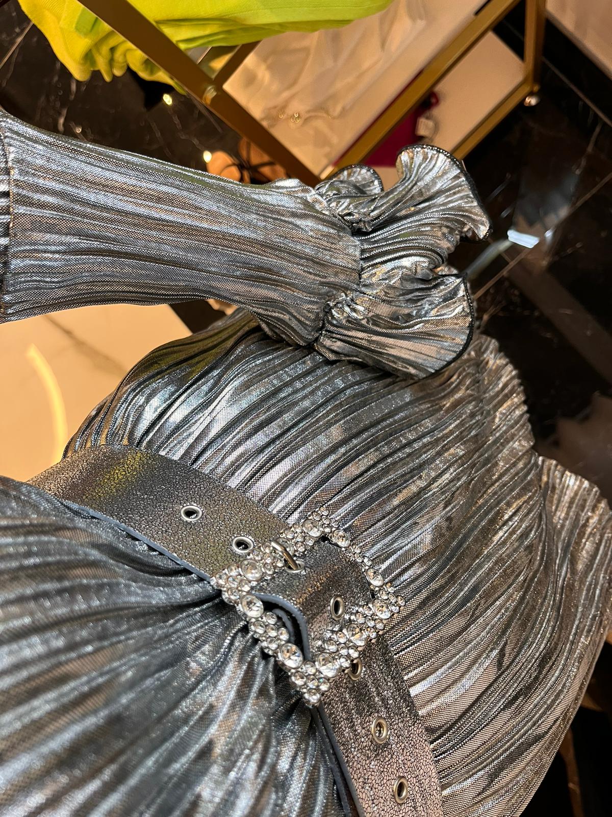 Metallic Mini Dress silver