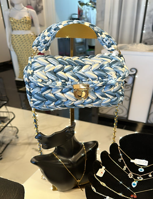 Alexia Handmade Handbag Blue&White