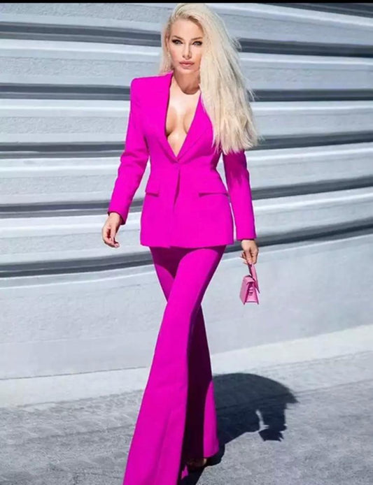 Anastasia Wide Legged Blazer Suit Set Pink