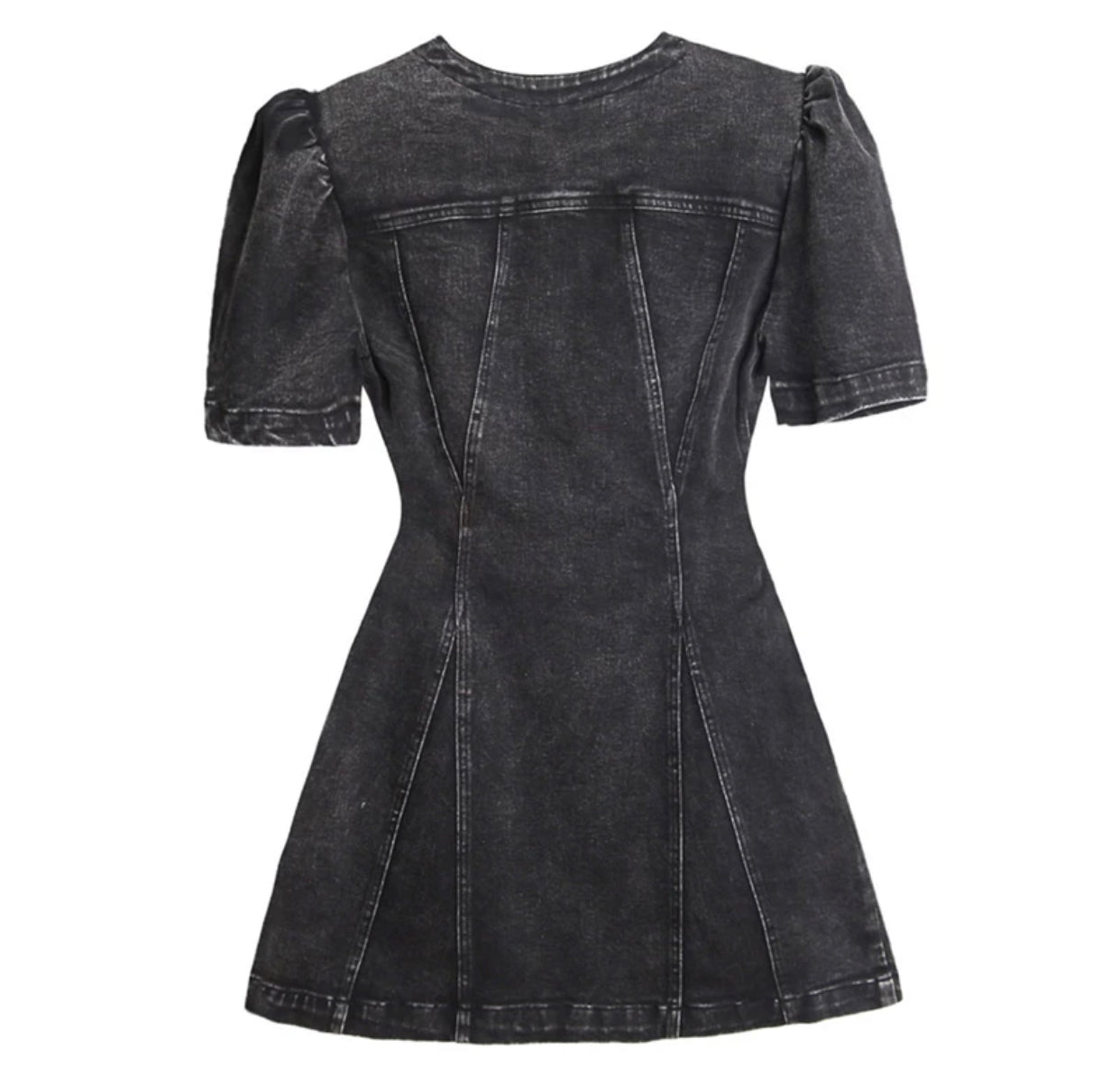 Denim Shoulder Padded Mini Dress black