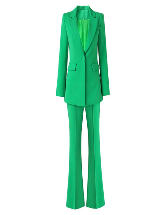 Anastasia Wide Legged Blazer Suit Set Green