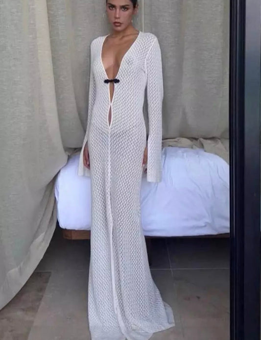 Alexis Crochet Beach Dress Front Slit