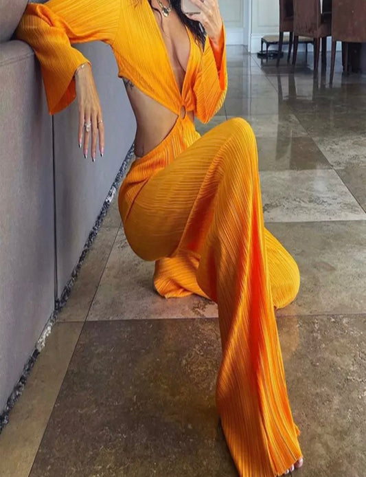 Claire Orange Maxi Cut Out jumpsuit