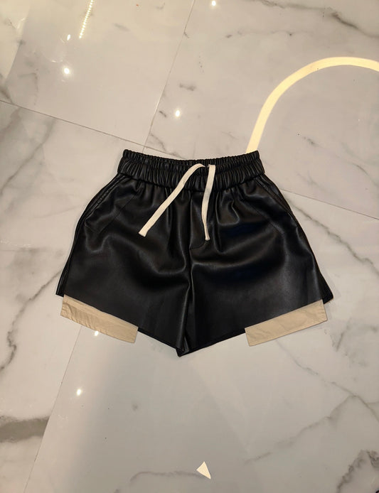 Darcey Leather Shorts Pocket Contrast