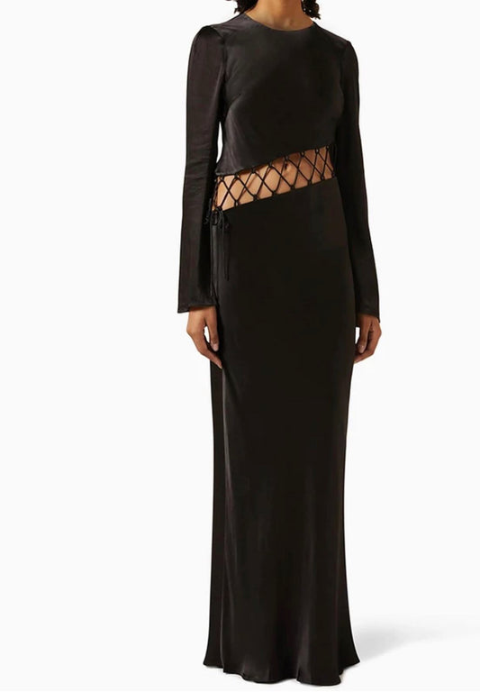 Noir asymmetrical lace up dress