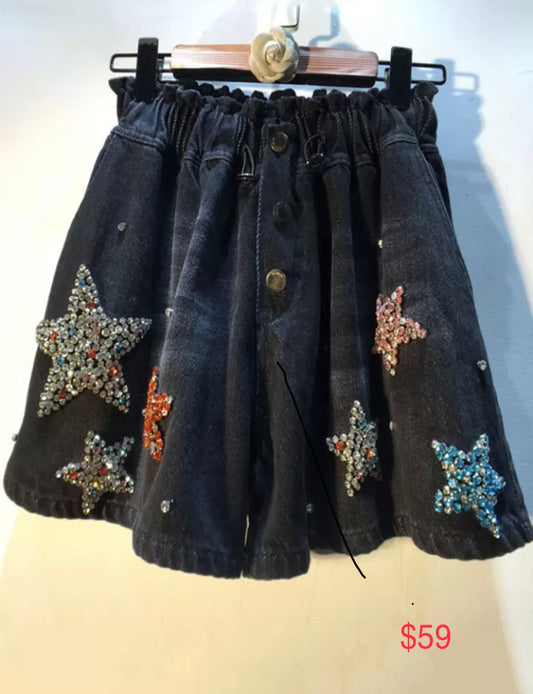 Black Star Denim Shorts