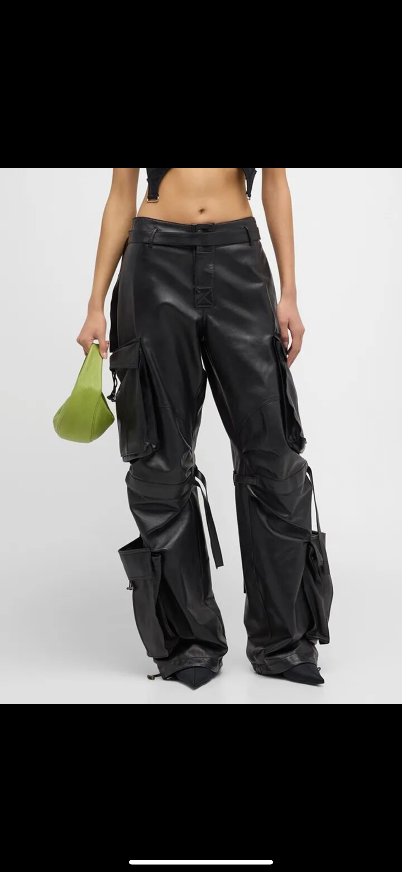 Cargo faux leather pants