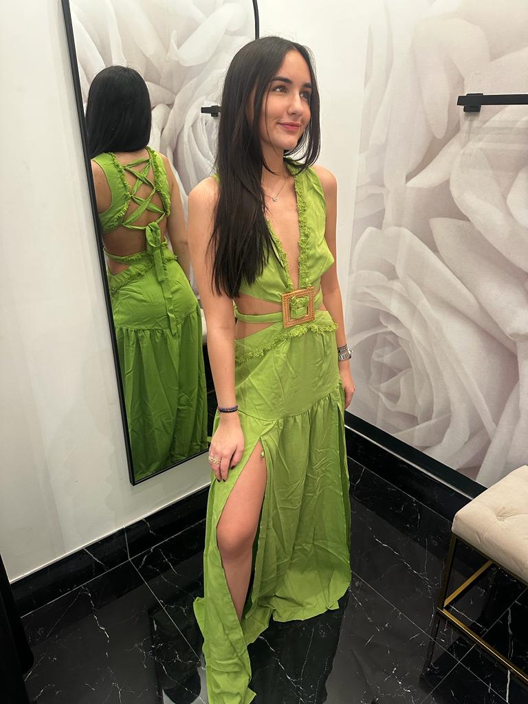 Lexi Cutout Belted Dress limegreen
