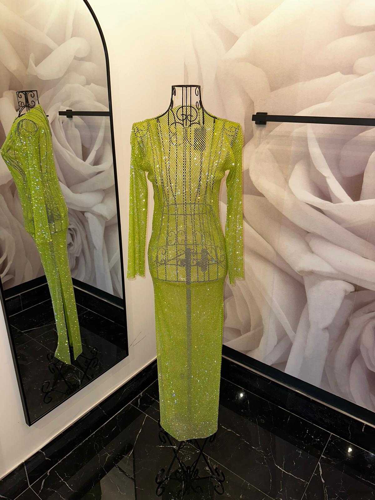 Embellished mesh Aqua dress