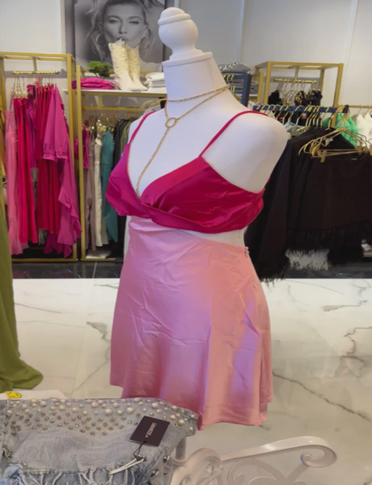 Alexia Pink Two Toned Cutout Mini Dress